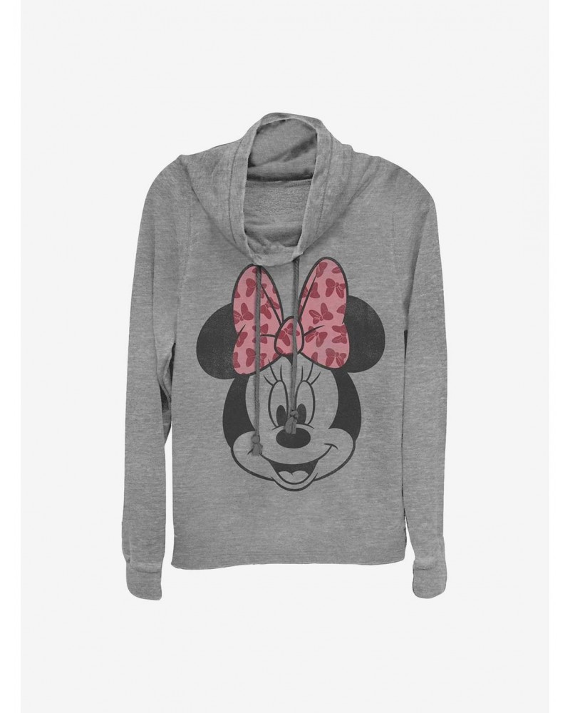 Disney Minnie Mouse Modern Minnie Face Cowlneck Long-Sleeve Girls Top $14.37 Tops