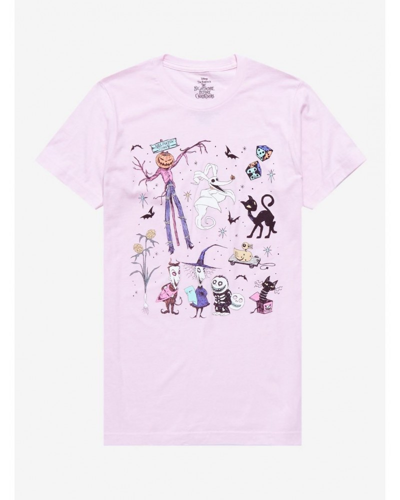 The Nightmare Before Christmas Pink Collage Boyfriend Fit Girls T-Shirt $12.20 T-Shirts