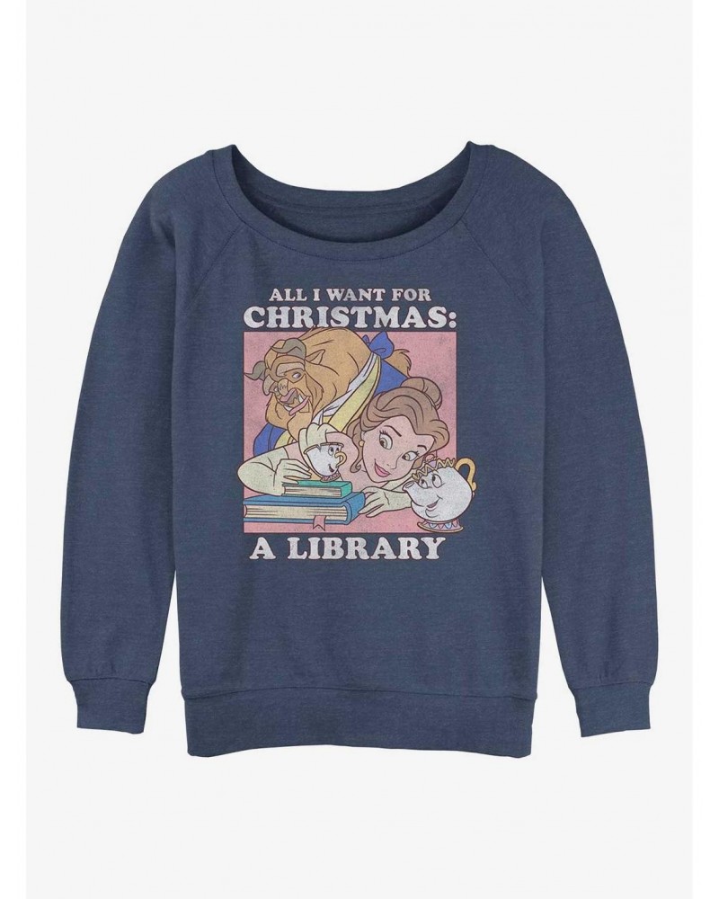 Disney Princesses Belle Christmas Girls Slouchy Sweatshirt $18.45 Sweatshirts