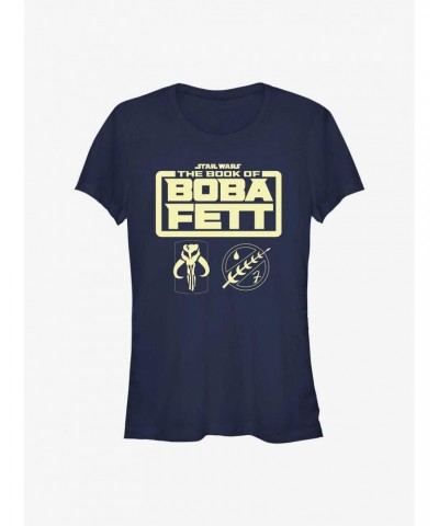 Star Wars The Book Of Boba Fett Boba Fett Armor Logo Girls T-Shirt $8.96 T-Shirts