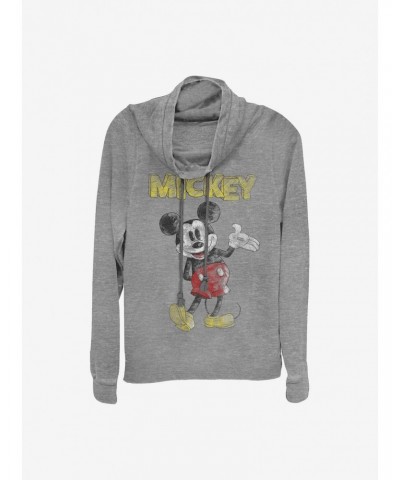 Disney Mickey Mouse Sketch Mickey Cowlneck Long-Sleeve Girls Top $17.06 Tops