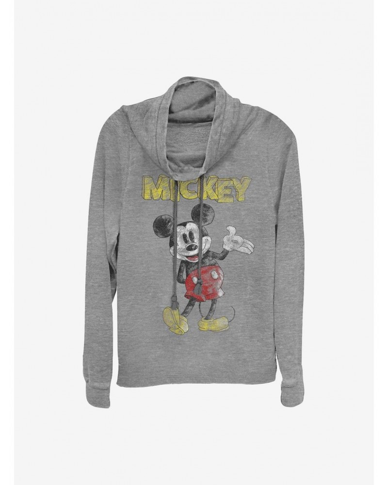 Disney Mickey Mouse Sketch Mickey Cowlneck Long-Sleeve Girls Top $17.06 Tops