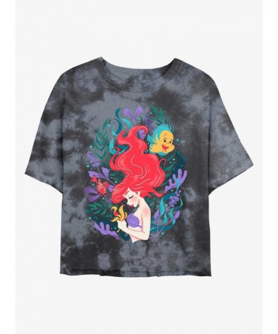 Disney The Little Mermaid Coral Reef Ariel Tie-Dye Girls Crop T-Shirt $10.12 T-Shirts