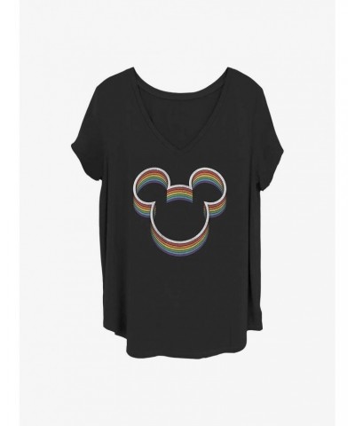 Disney Mickey Mouse Rainbow Ears Girls T-Shirt Plus Size $11.56 T-Shirts