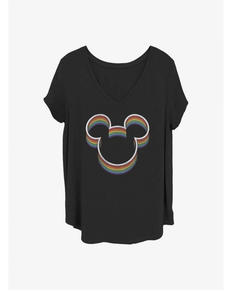 Disney Mickey Mouse Rainbow Ears Girls T-Shirt Plus Size $11.56 T-Shirts