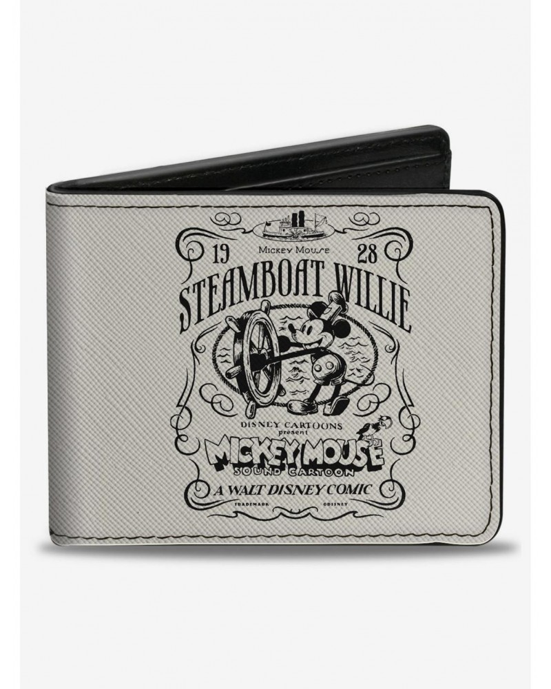 Disney100 Mickey Mouse Steamboat Willie Title Scene Bifold Wallet $9.20 Wallets