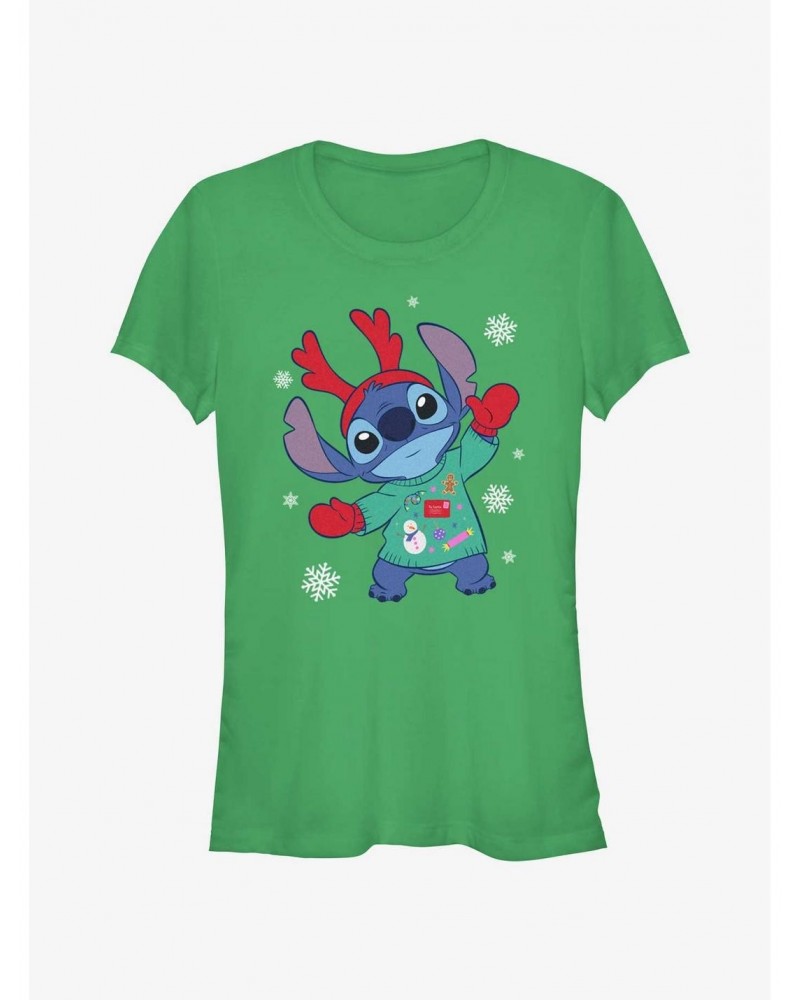 Disney Lilo & Stitch Reindeer Stitch Girls T-Shirt $10.96 T-Shirts