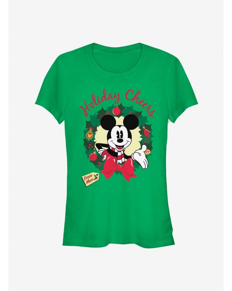 Disney Mickey Mouse Holiday Cheers Wreath Classic Girls T-Shirt $9.71 T-Shirts